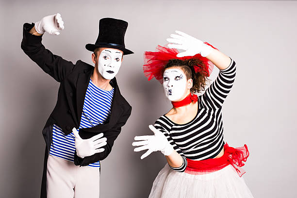 istock Two mimes man and  woman, April Fools Day concept 514838480