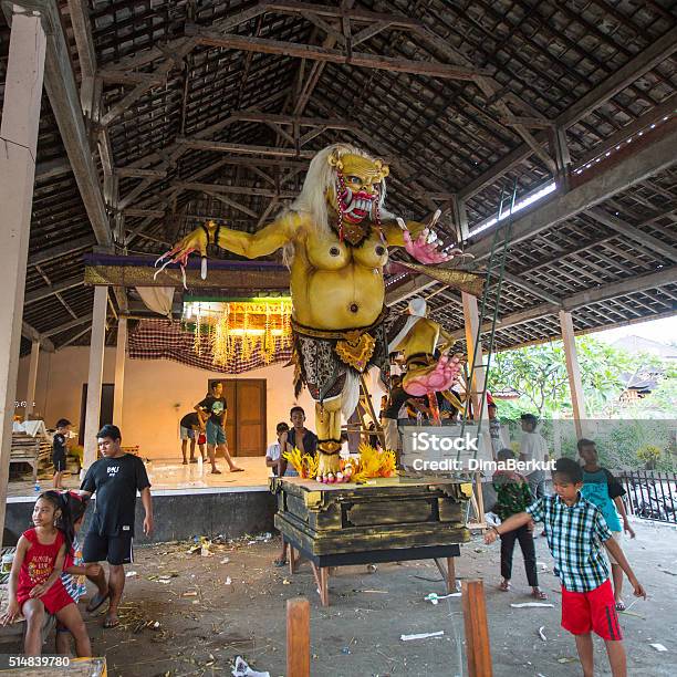 Local People During Built Ogohogoh Stock Photo - Download Image Now - Adult, Asia, Bali