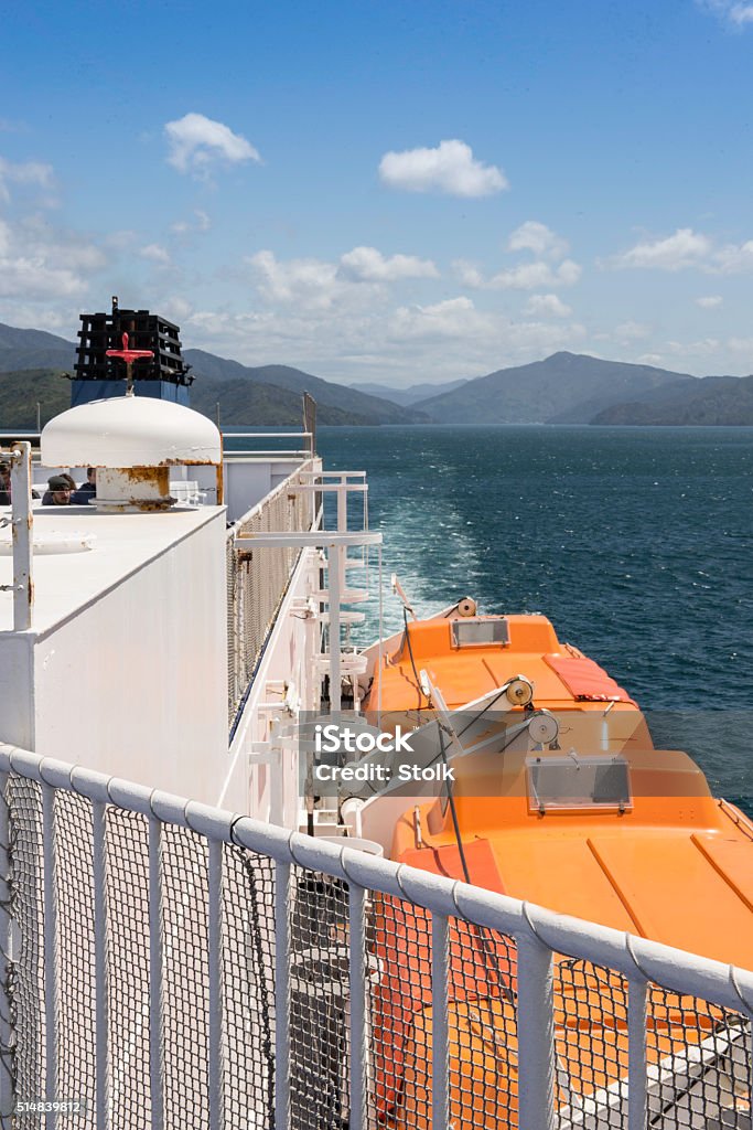 Lifeboats Onboard a ferry crossing the Cook Straight Aboard Stock Photo