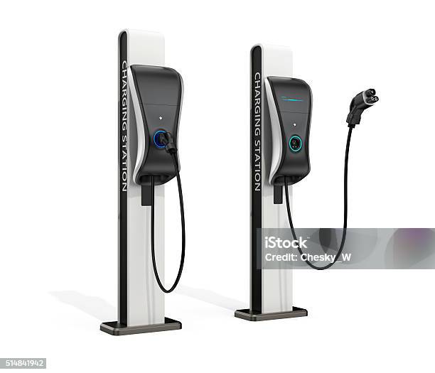 Electric Vehicle Charging Station For Public Usage Stock Photo - Download Image Now - Electric Vehicle Charging Station, Car, Electricity