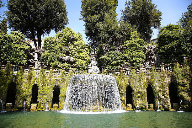 Fontana dell'Ovato, Villa d`Este fountain and garden in Tivoli n stock photo