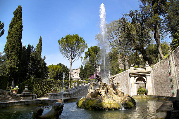 Fontana Dei Draghi, Villa d'Este fountain, Tivoli near Rome, Italy stock photo