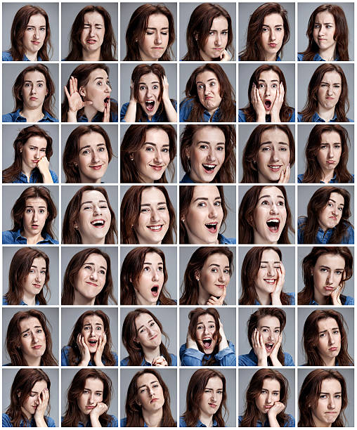 istock Set of young woman's portraits with different emotions 514847260