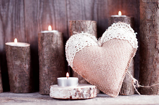 istock Sackcloth handmade heart with lace 514848790