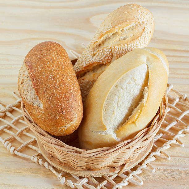 Brazilian french bread mini baguette, integral, with sesame in w stock photo