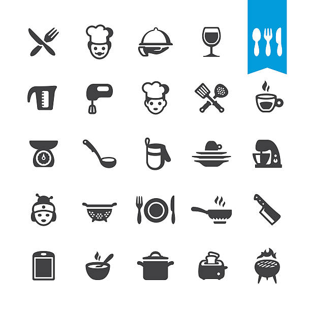 Chef Cooking vector icons Chef Cooking and Restaurant related icons BASE pack #51 kitchen symbols stock illustrations