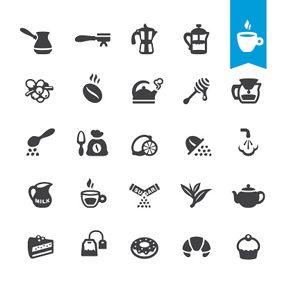 Cafe, Coffee and Tea related icons BASE pack #54