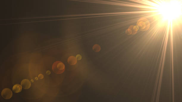 Abstract sun rays on black background Abstract digital sun optical equipment stock pictures, royalty-free photos & images