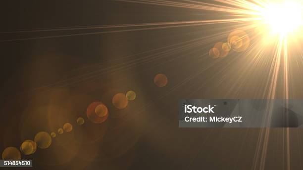 Abstract Sun Rays On Black Background Stock Photo - Download Image Now - Sunlight, Sun, Lens Flare