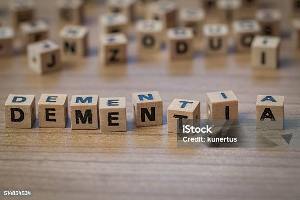 Dementia Written In Wooden Cubes Stock Photo - Download Image Now - Dementia, Alzheimer's Disease, Communication