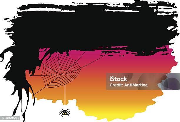 Spooky Halloween Background With Spider Stock Illustration - Download Image Now - Backgrounds, Black Color, Blank