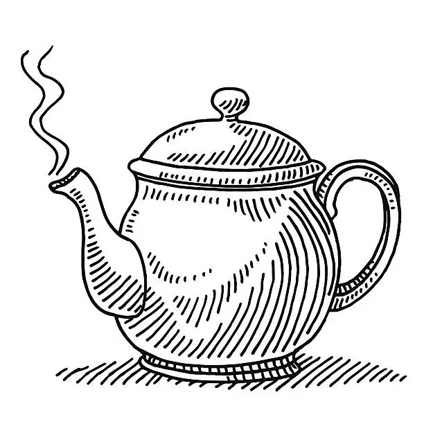 Vector illustration of Teapot Steam Drawing