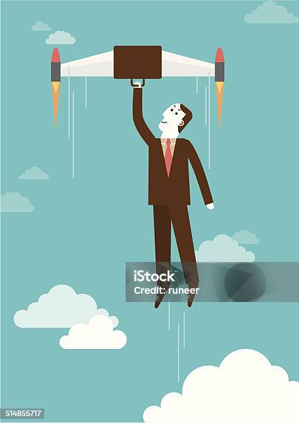 Flying Briefcase Businessman New Business Concept Stock Illustration - Download Image Now