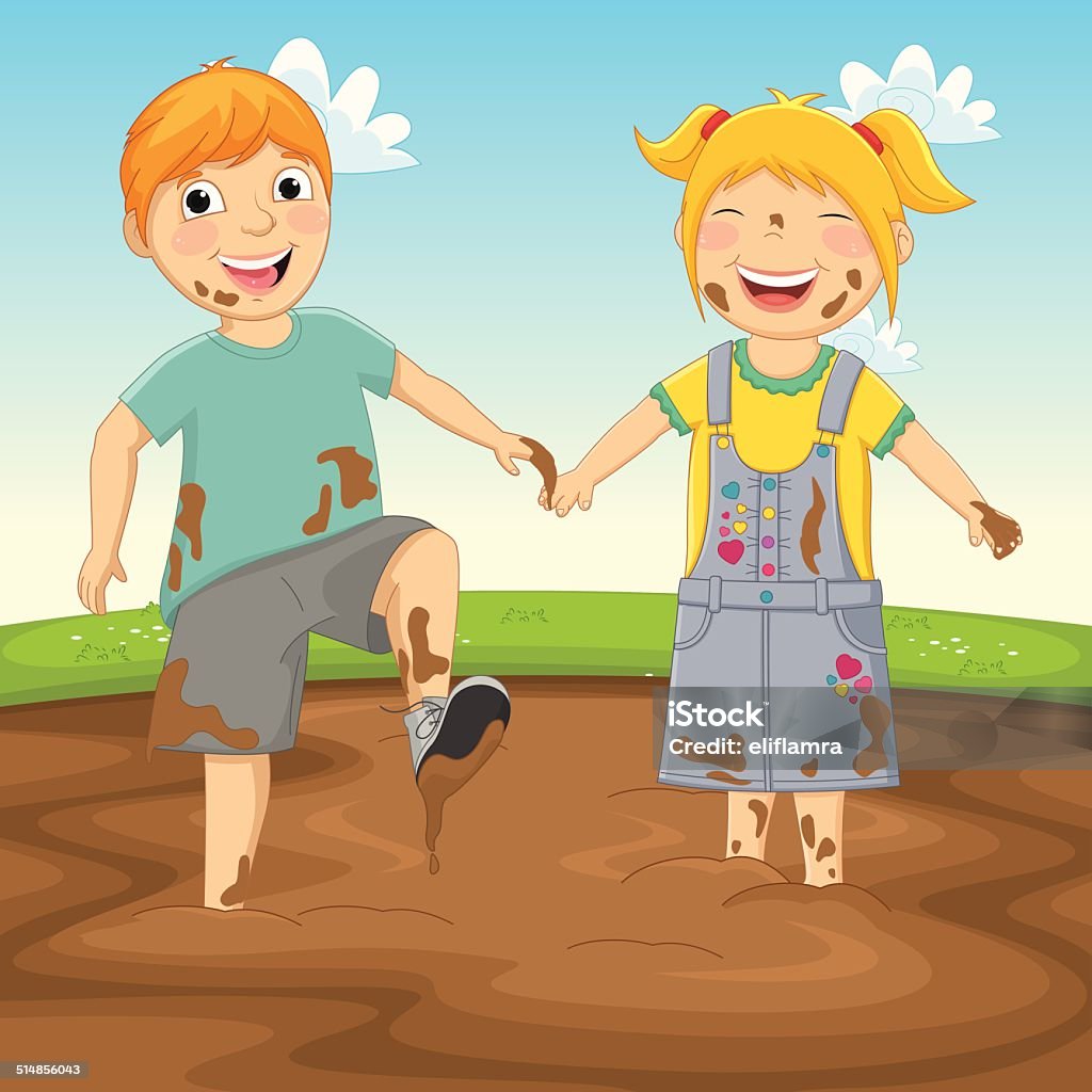 Vector Illustration Of Kids Playing in Mud Vector Illustration Of Kids Playing in Mud EPS10 Child stock vector