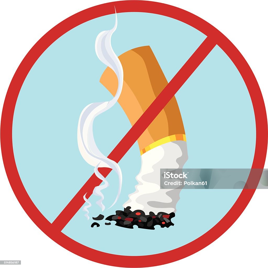 no smoking illustration of a no smoking Cigarette Butt stock vector