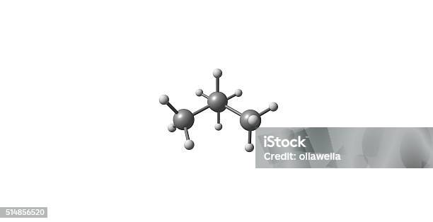 Isobutane Molecular Structure Isolated On White Stock Photo - Download Image Now - Aerosol Can, Blue, Built Structure