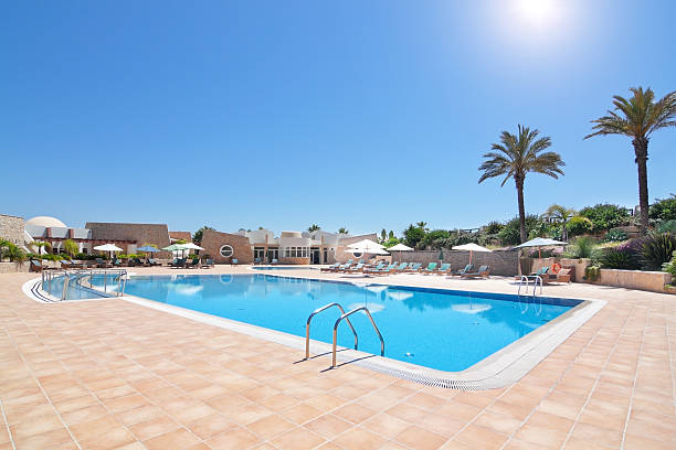 istock Lovely pool and hotel for a holiday vacation. 514856700