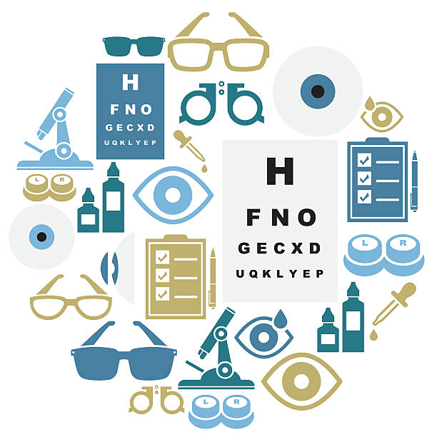 Optical Icon Set A set of optician related icons optometrist stock illustrations