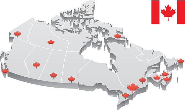 캐나다 맵 - canada stock illustrations