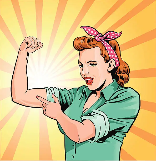 Vector illustration of Super Mom - Mother Flexing Muscles