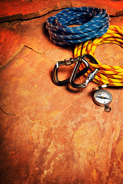 istock Carabiner Clips and Climbing Rope on Red Rock 514858141
