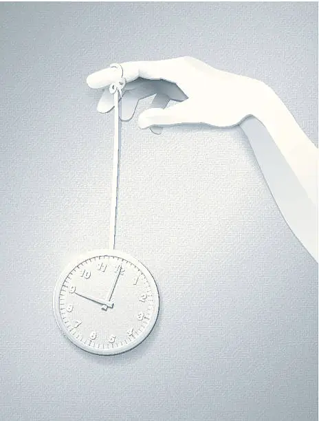 Vector illustration of Simple Office Clock Toy Yoyo and Hand Paper Collage