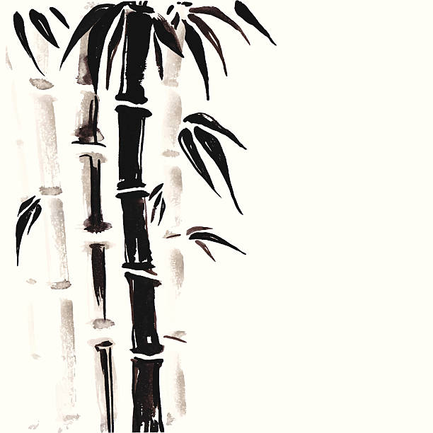 Bamboo in Chinese style. Bamboo in Chinese style. Vector hand drawn illustration. nail brush stock illustrations