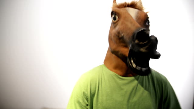 Horse mask. Funny video.