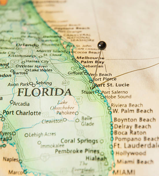 istock Macro Road Map Of South Florida 514878045