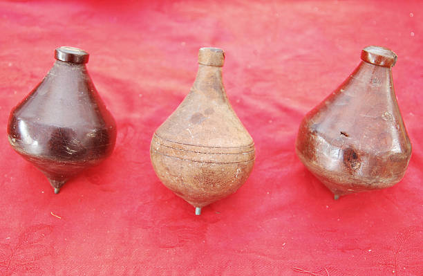 istock Assorted types of traditional wooden spinnig top 514878457