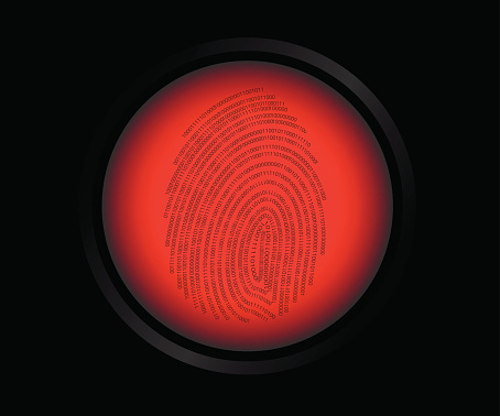 Vector illustration of red button fingerprint biometric not identified.