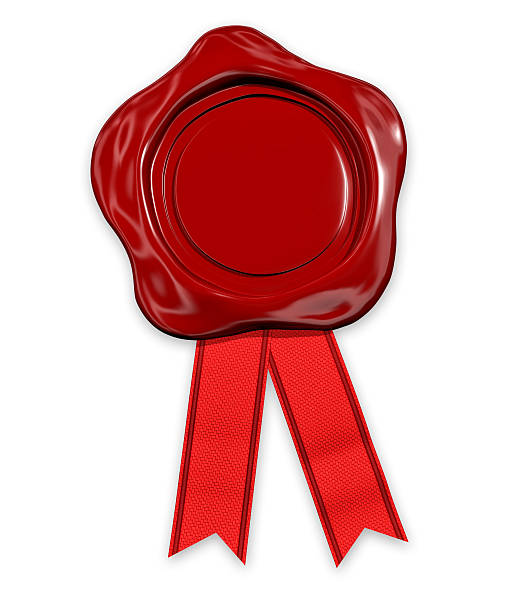 istock Red seal wax with ribbon 514881079
