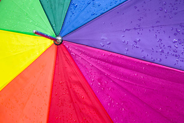 istock Colorful umbrella with rain drops 514881737