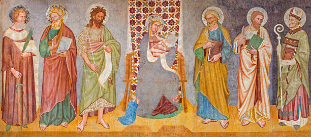 istock Treviso - Fresco of Madonna and saints 514910213