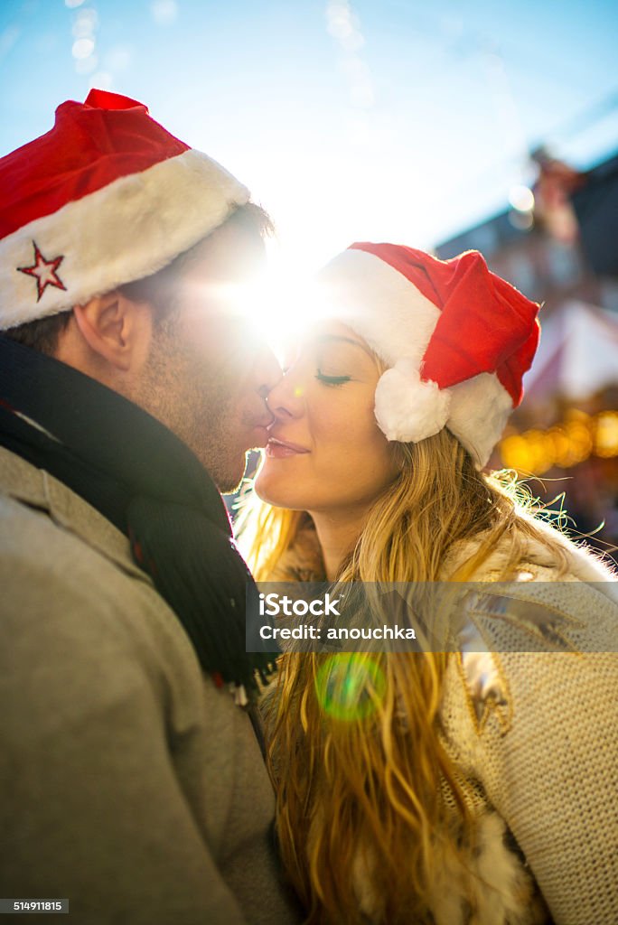 Lovely Spanish couple enjoying Christmas in Madrid Adult Stock Photo