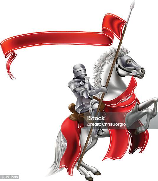 Ilustración de Bandera De Medieval Caballero De Caballos y más Vectores Libres de Derechos de Caballo - Familia del caballo - Caballo - Familia del caballo, Medieval, Caballero