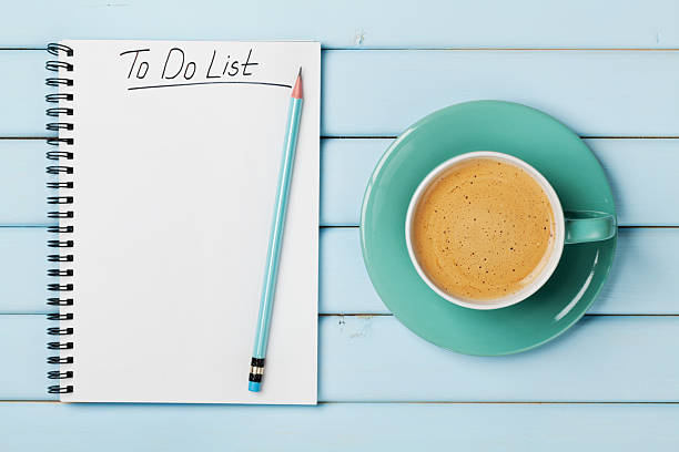 istock Coffee cup and notebook with to do list on desk 514913990