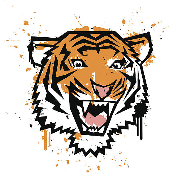 ilustrações, clipart, desenhos animados e ícones de tigre - illustration and painting image computer graphic lion