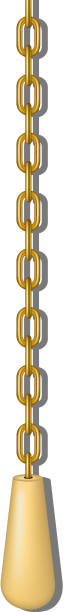 Old pull handle hanging on gold chain Old pull handle hanging on gold chain on white background flushing toilet stock illustrations