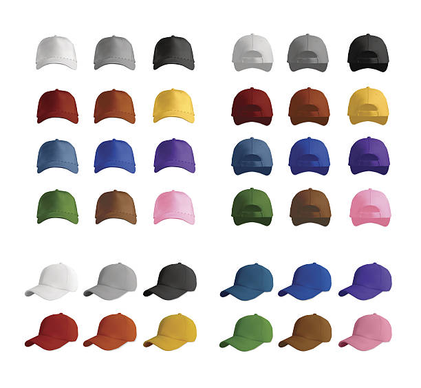 illustrazioni stock, clip art, cartoni animati e icone di tendenza di set cappellino da baseball modello - pink hat