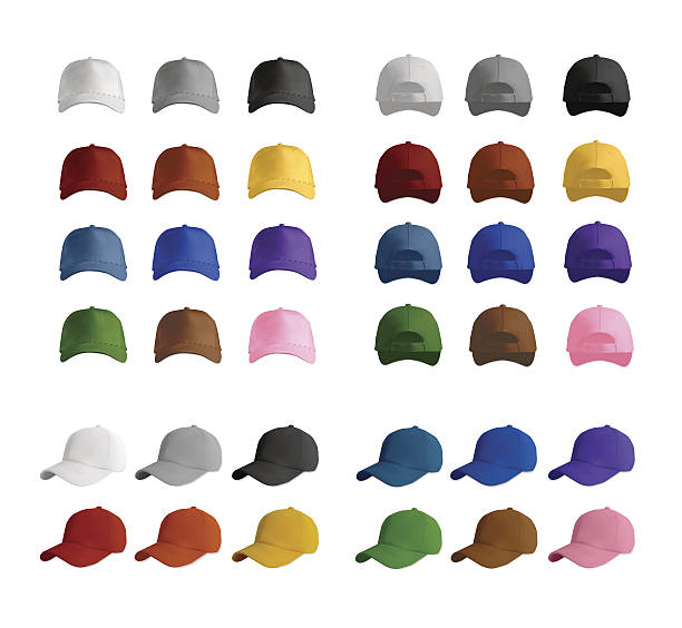 Baseball cap template set Baseball cap template set, vector eps10 illustration. sideways baseball hat stock illustrations