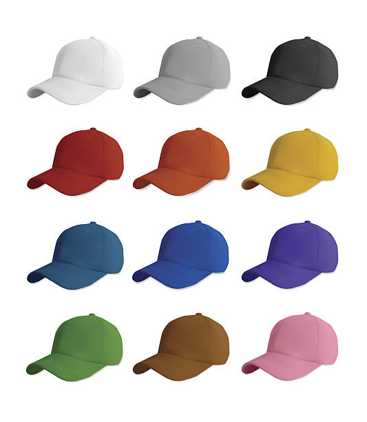 czapka bejsbolowa wzór zestaw - baseball cap cap green red stock illustrations