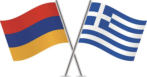 Vector illustration of Armenian and Greek flags. Vector.