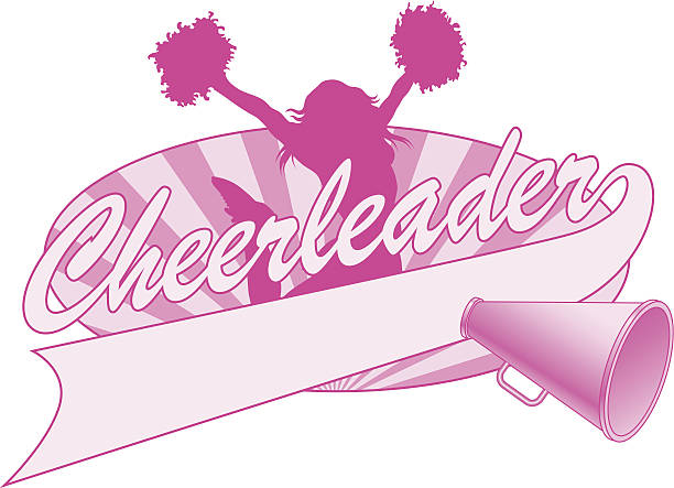 Cheerleader Jump Design Illustration of a cheer design for cheerleaders. Includes a jumping cheerleader, megaphone and a banner for your name, school name or other text. megaphone silhouettes stock illustrations