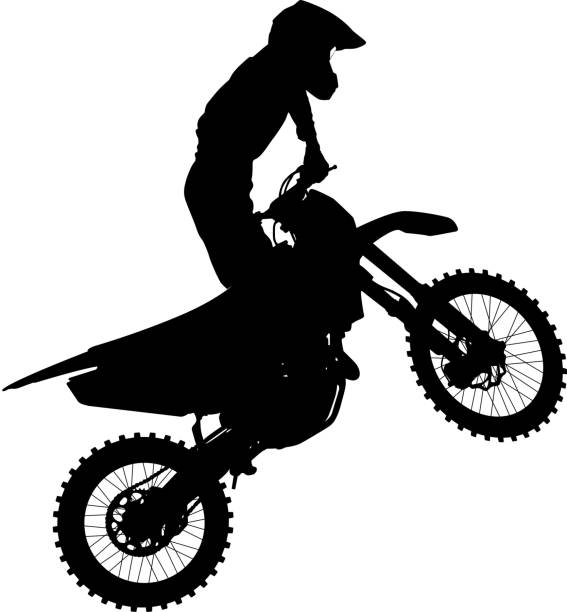Motocross rider on a motorcycle vector art illustration
