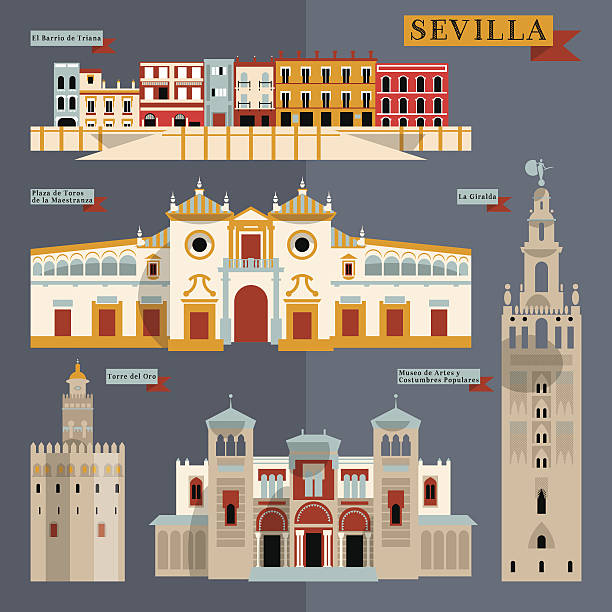 Sights of Seville. Andalusia, Spain, Europe. Sights of Seville. Andalusia, Spain, Europe. Vector illustration sevilla stock illustrations