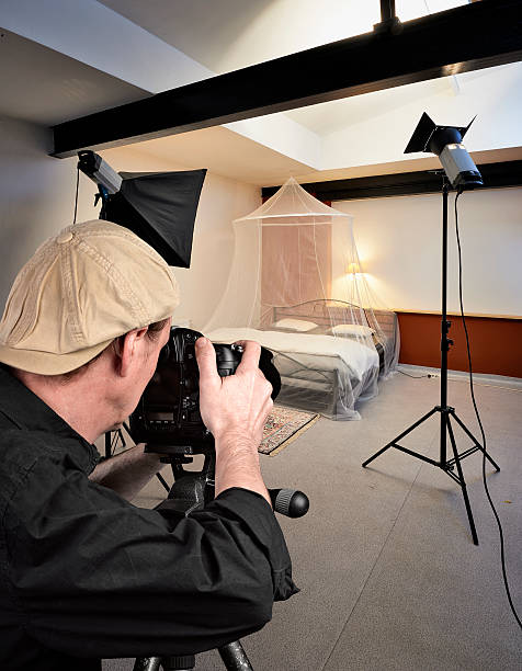 istock Photo studio with lighting equipment , ready to shoot bed 514919828