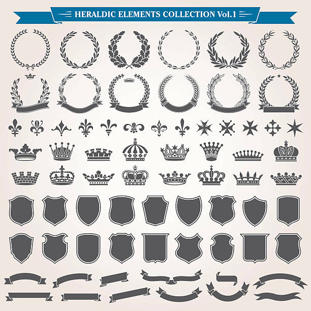 гера�льдические элементы набора 1 - герб stock illustrations