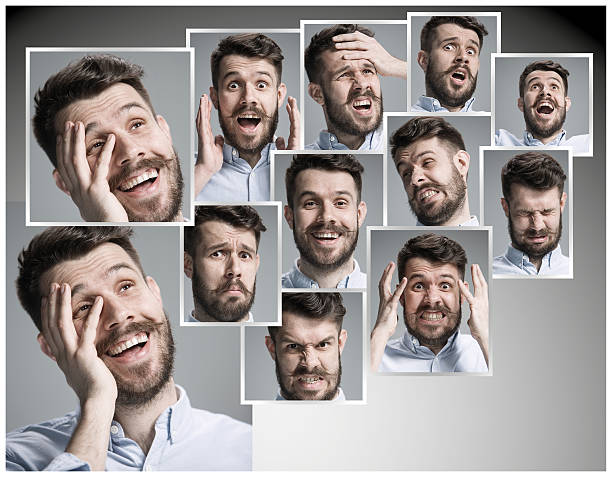 istock Set of young man's portraits with different emotions 514920762