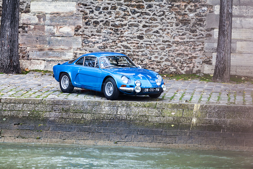 Paris, France - November 28, 2013: A view of Alpine Renault A110. The Alpine A110, also known as the \